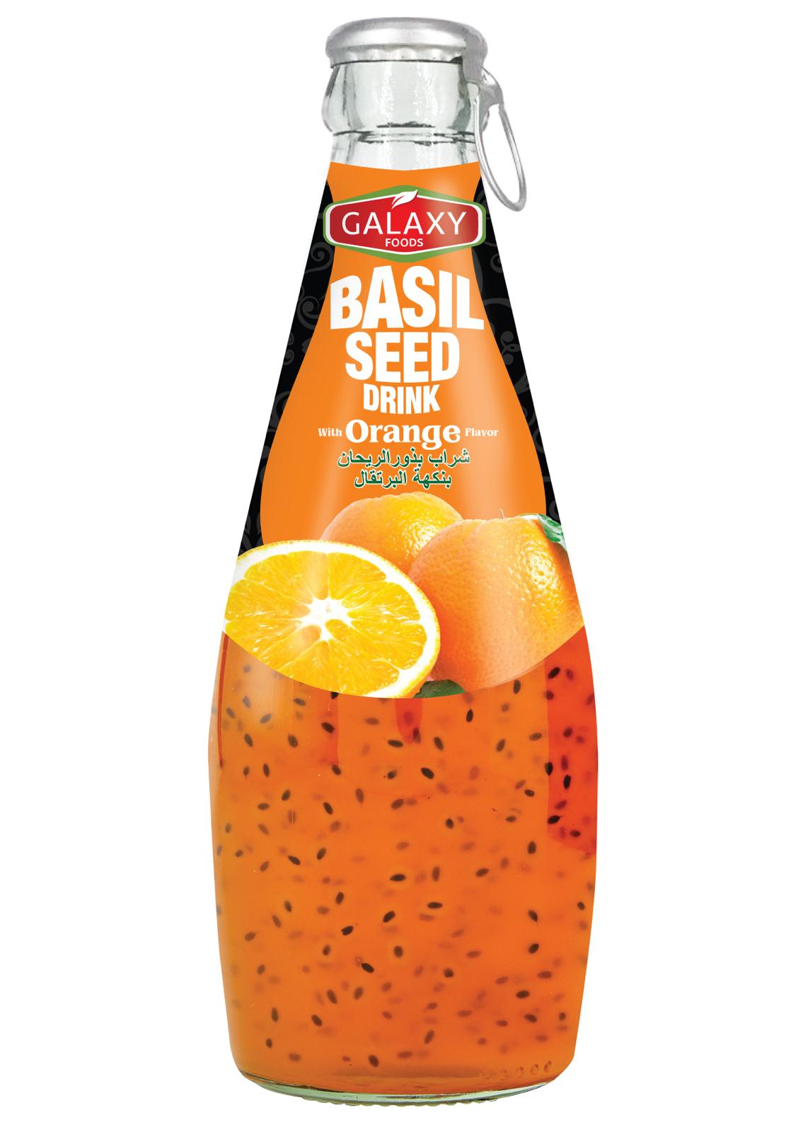 HS-1139006 BASIL SEED DRINK WITH ORANGE FLAVOR, 290ML | GALAXY FOODS