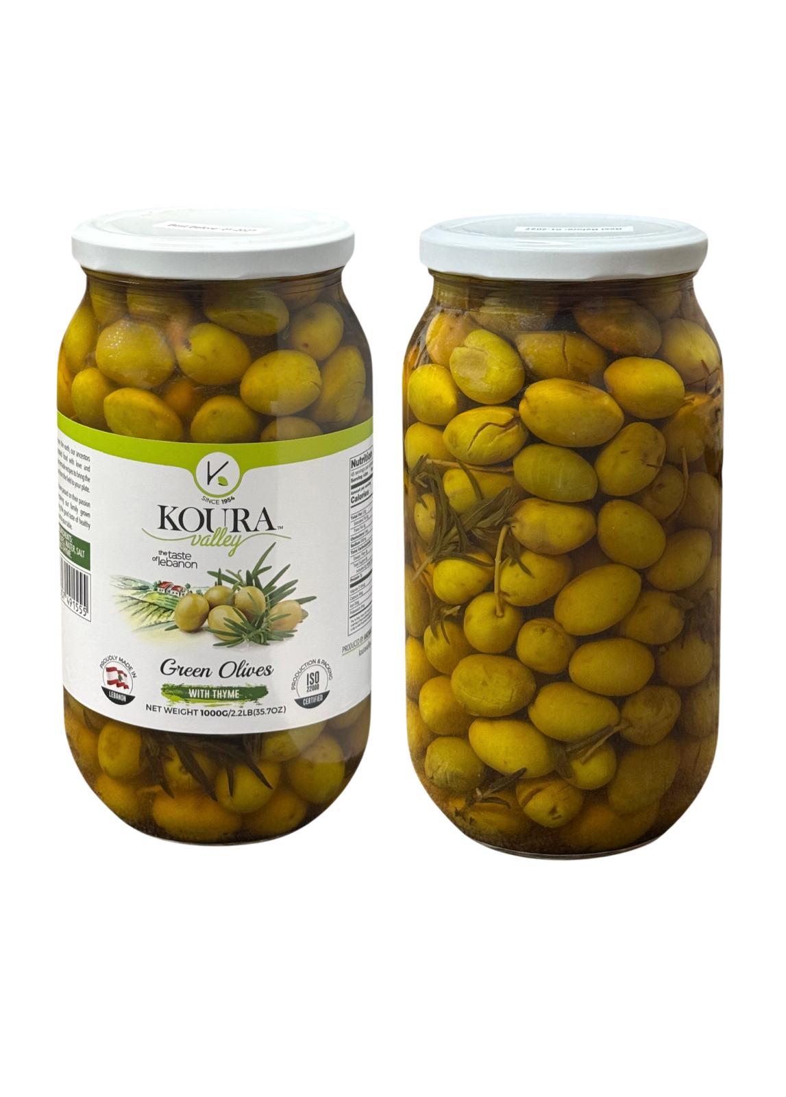 EP-1077700 GREEN OLIVES WITH THYME 1000G | KOURA