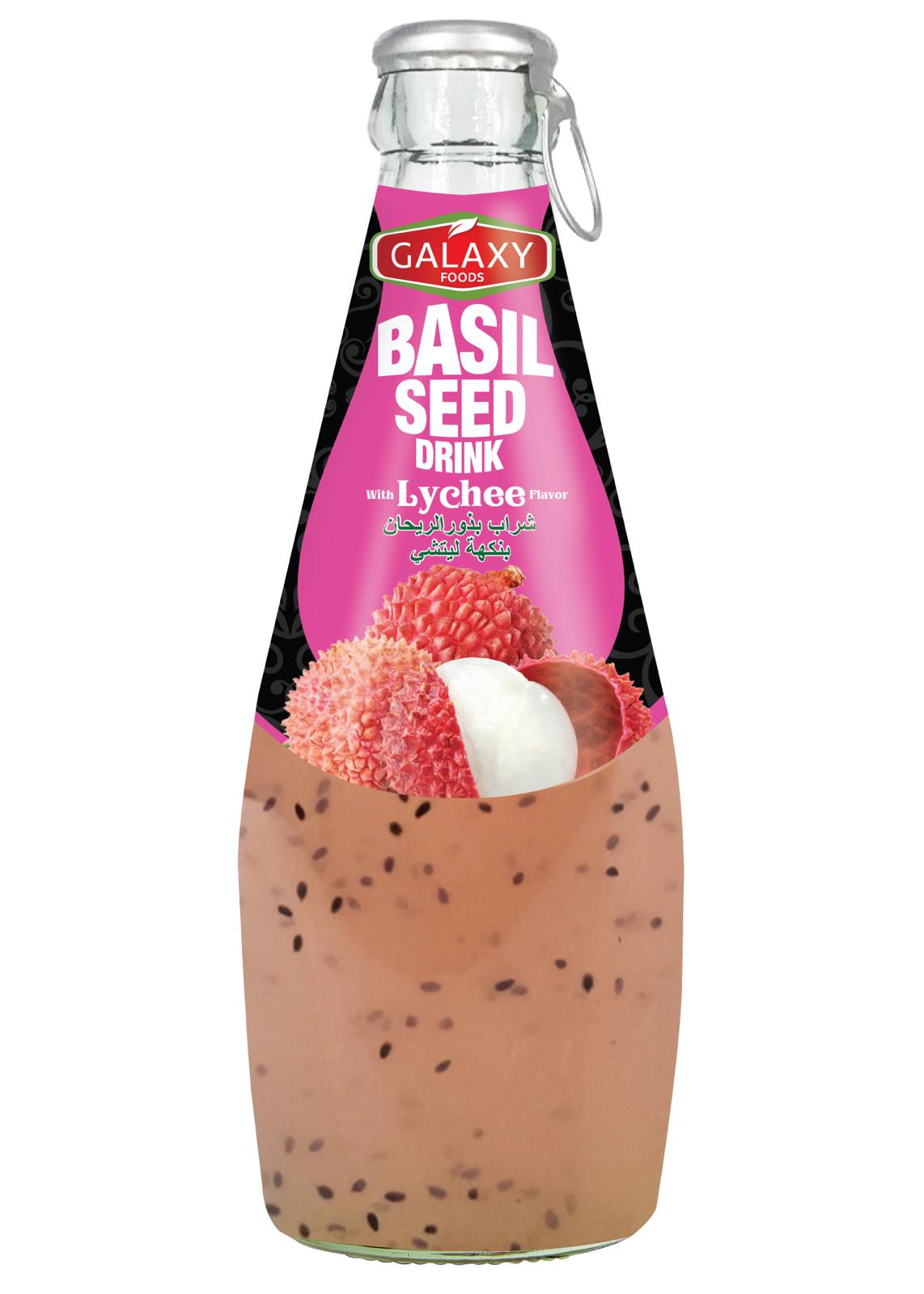 HS-1139001 BASIL SEED DRINK WITH LYCHEE FLAVOR, 290ML | GALAXY FOODS