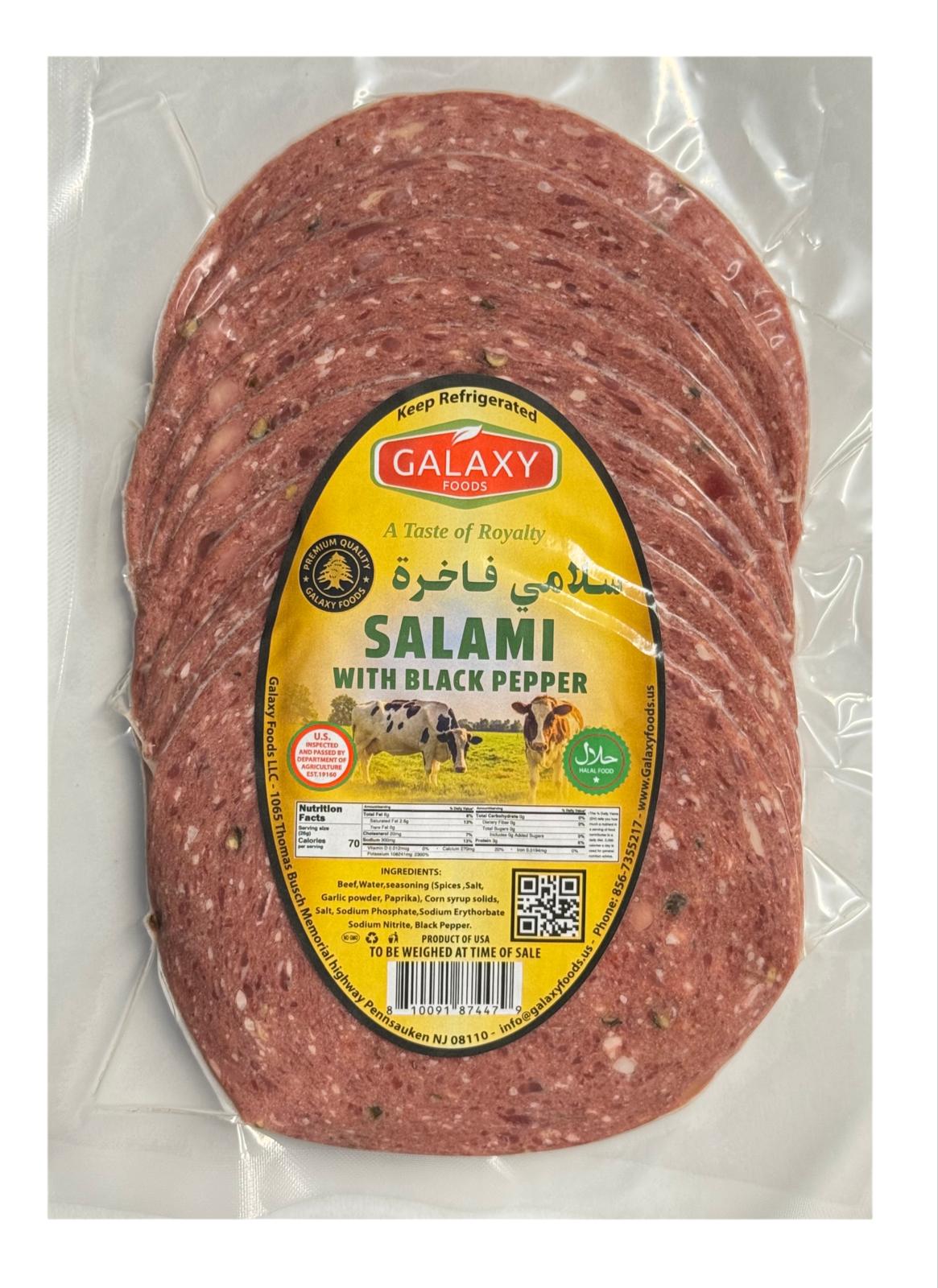 AD-1005342 SALAMI WITH BLACK PEPPER SLICED 10LB | GALAXY FOODS